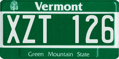 VT license plate XZT126