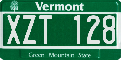 VT license plate XZT128