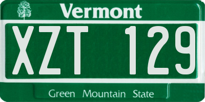 VT license plate XZT129