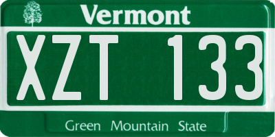 VT license plate XZT133