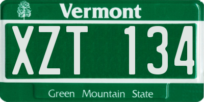 VT license plate XZT134