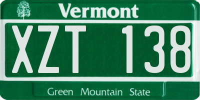 VT license plate XZT138
