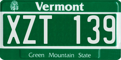 VT license plate XZT139