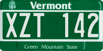 VT license plate XZT142