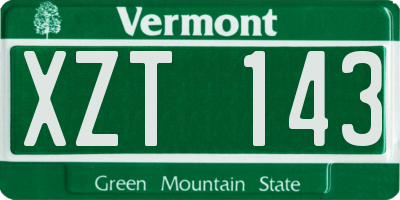VT license plate XZT143