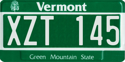 VT license plate XZT145