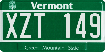 VT license plate XZT149