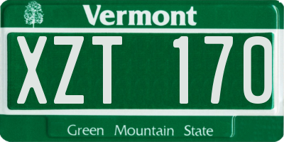 VT license plate XZT170