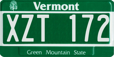 VT license plate XZT172