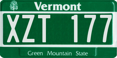 VT license plate XZT177