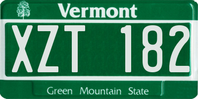 VT license plate XZT182