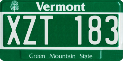 VT license plate XZT183