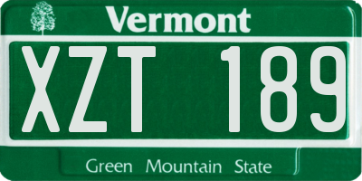 VT license plate XZT189