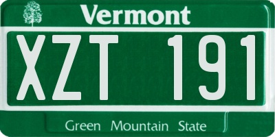 VT license plate XZT191