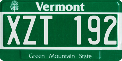 VT license plate XZT192