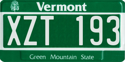 VT license plate XZT193