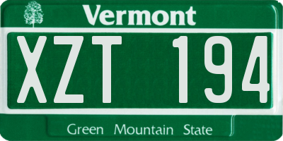 VT license plate XZT194