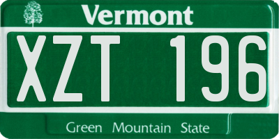 VT license plate XZT196