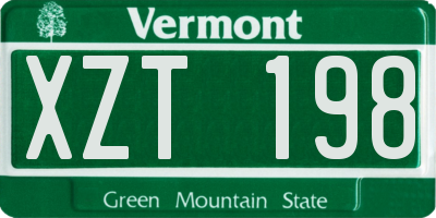 VT license plate XZT198
