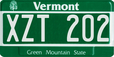 VT license plate XZT202