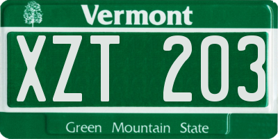 VT license plate XZT203