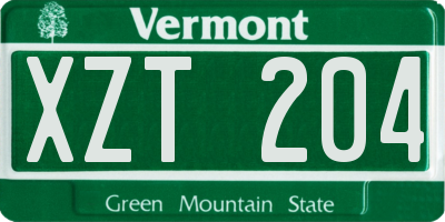VT license plate XZT204