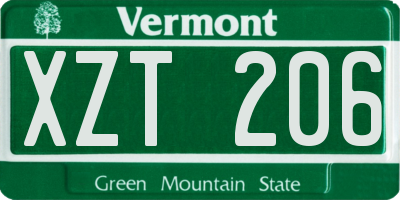 VT license plate XZT206