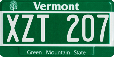VT license plate XZT207