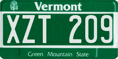 VT license plate XZT209