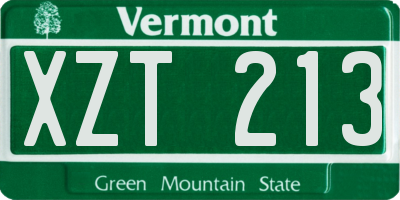 VT license plate XZT213