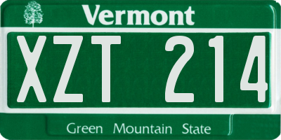 VT license plate XZT214