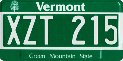 VT license plate XZT215