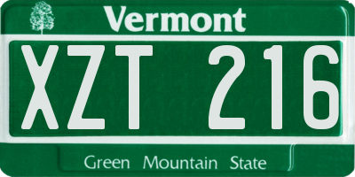 VT license plate XZT216