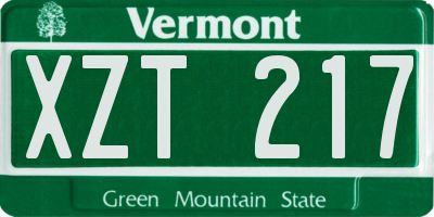 VT license plate XZT217