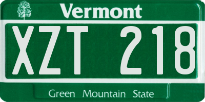 VT license plate XZT218