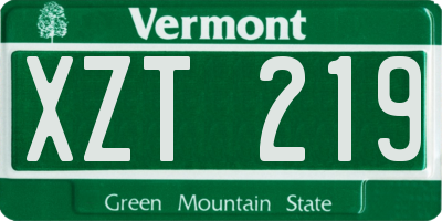 VT license plate XZT219