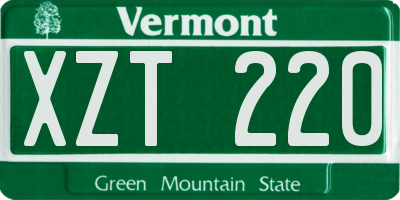 VT license plate XZT220