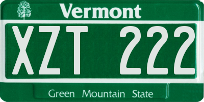 VT license plate XZT222