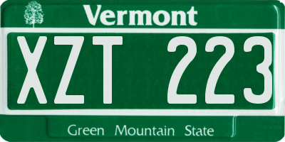 VT license plate XZT223
