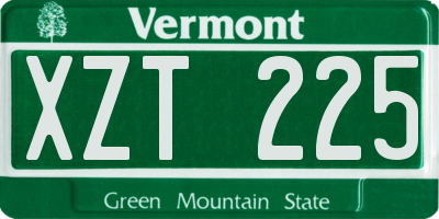 VT license plate XZT225