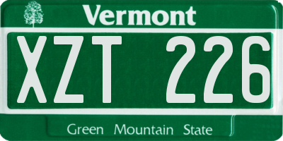 VT license plate XZT226