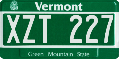 VT license plate XZT227