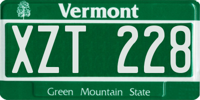 VT license plate XZT228