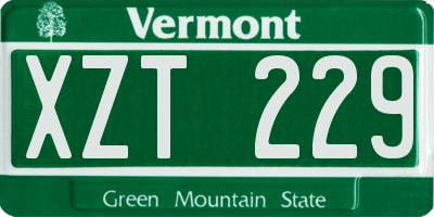VT license plate XZT229