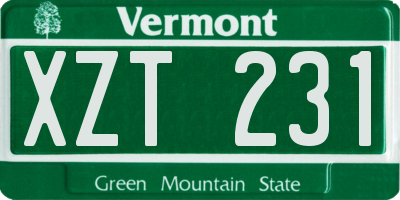 VT license plate XZT231