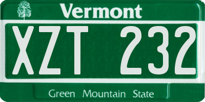 VT license plate XZT232