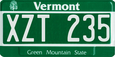 VT license plate XZT235