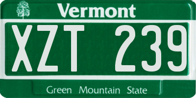 VT license plate XZT239