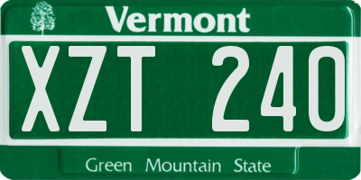 VT license plate XZT240