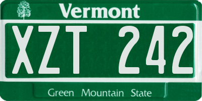 VT license plate XZT242